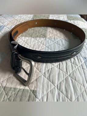 Nocona Men’s Black Leather Belt with Contrast Stitching and Diamond Accents